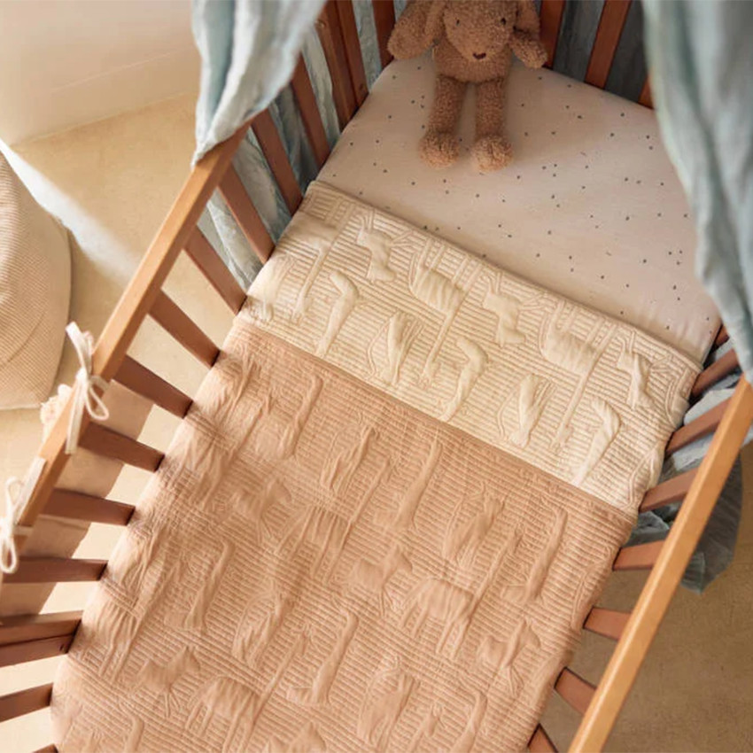 Couverture en jacquard 100 x 150 cm Jungle Jambo biscuit/oatmeal 