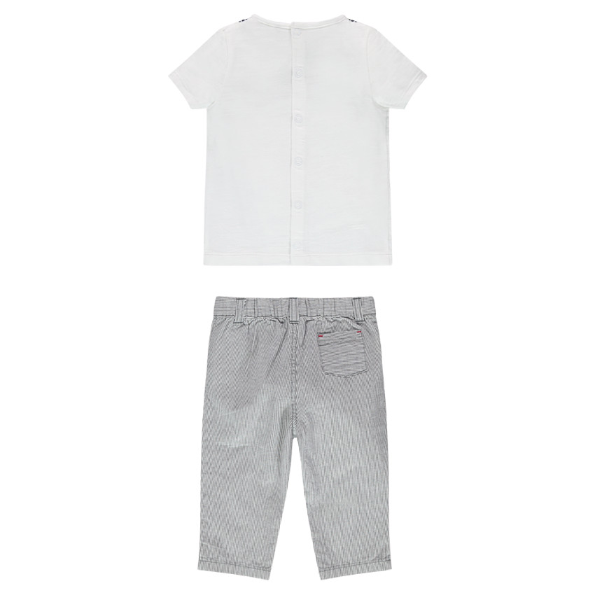 Ensemble tee-shirt effet trompe l'oeil et pantalon rayé 