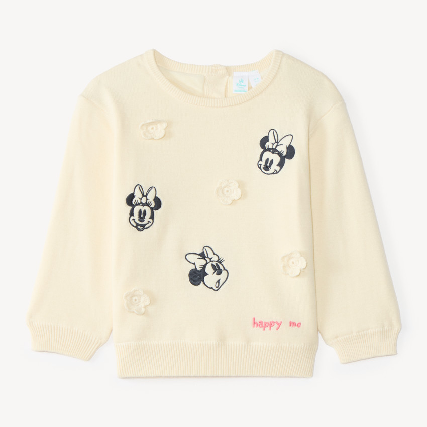 Pull oversize bébé fille broderie Minnie Disney