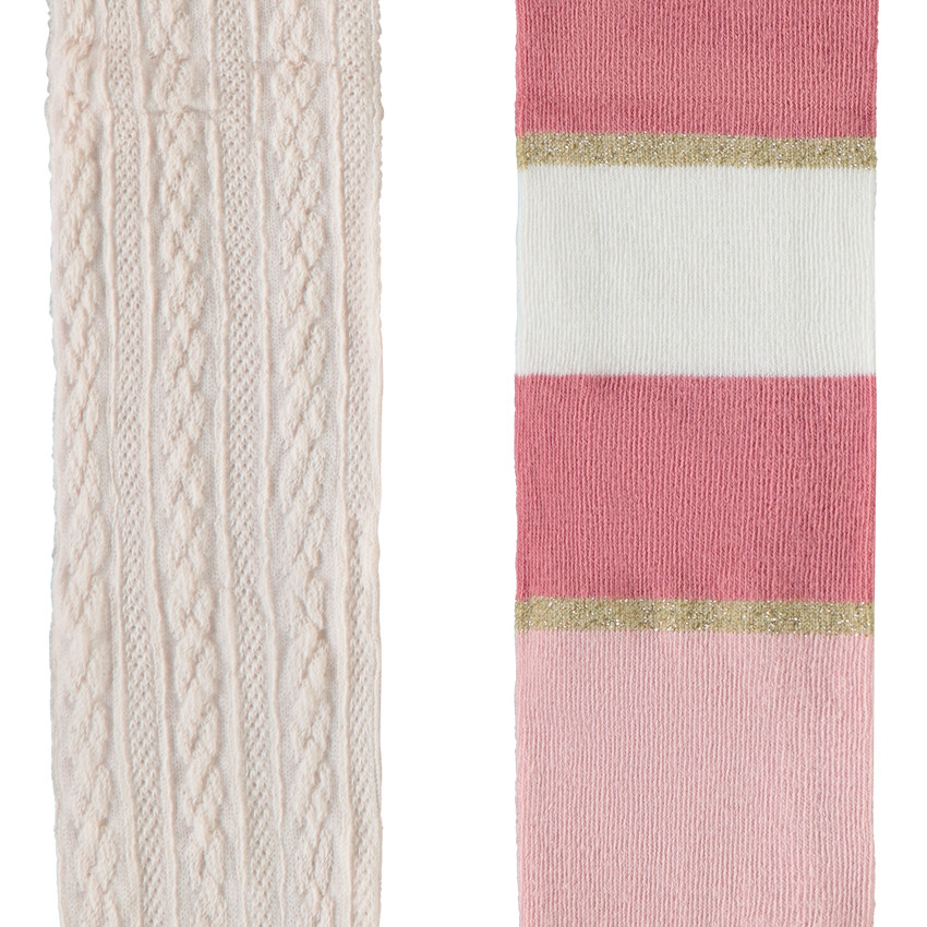 Lot de 2 collants épais en tricot fantaisie pour fille 