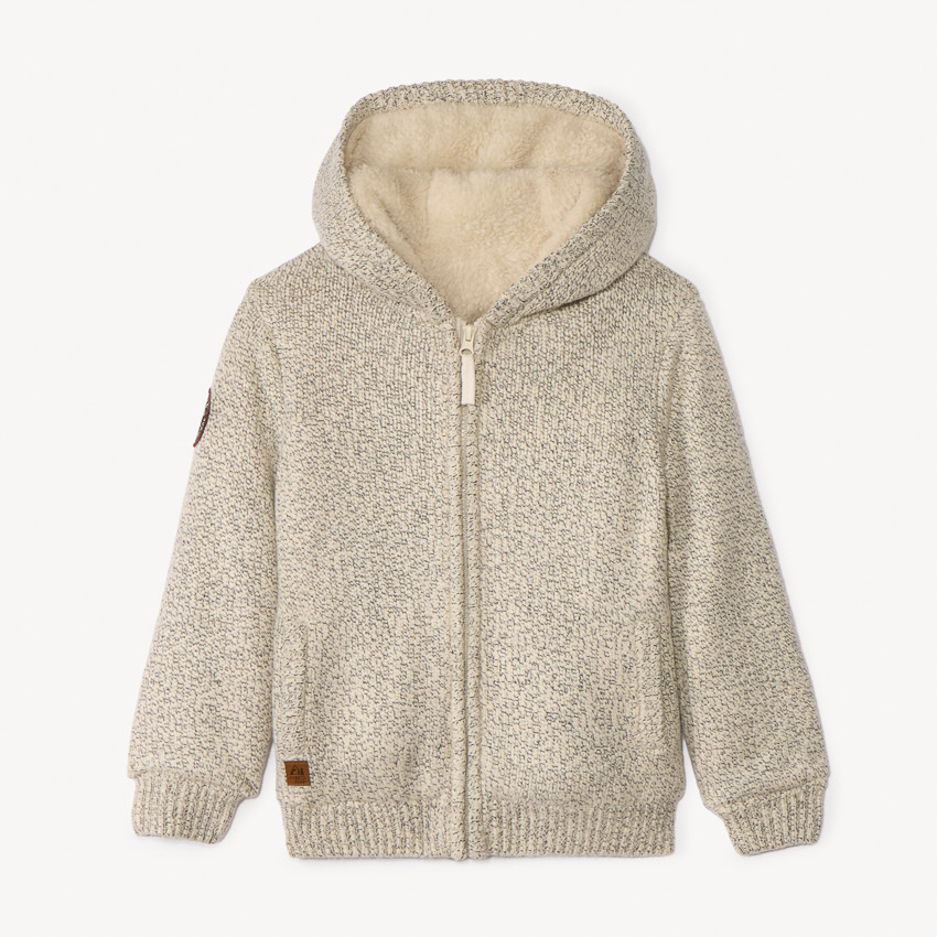 Gilet à capuche en tricot doublé sherpa pour garçon 