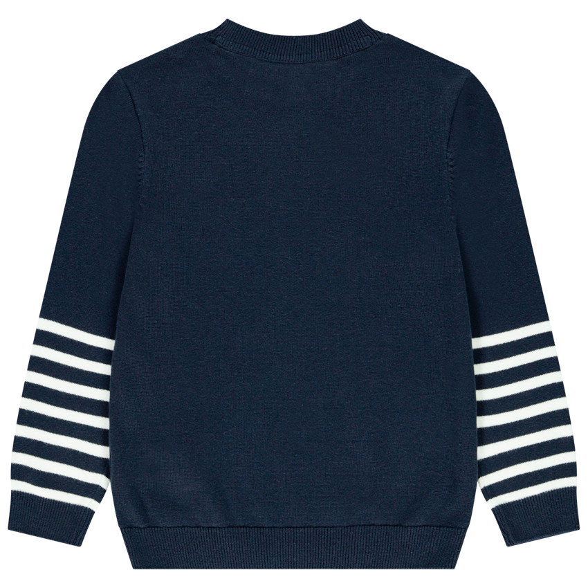 Pull en tricot à rayures et motifs pour garçon 