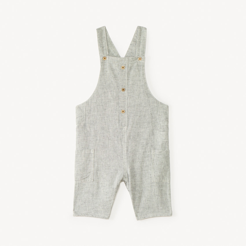 Salopette courte en toile chinée pour bébé garçon  