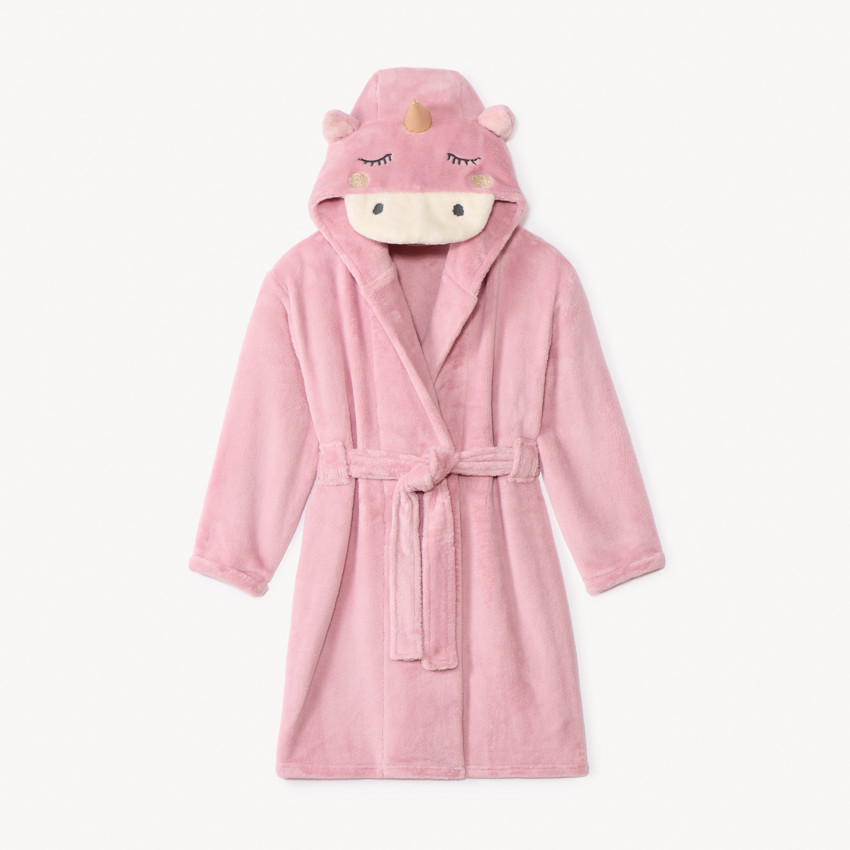 Robe de chambre licorne rose en sherpa pour fille