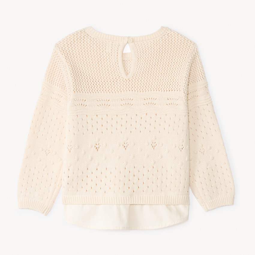 Pull manches longues uni en tricot fantaisie pour bébé fille  