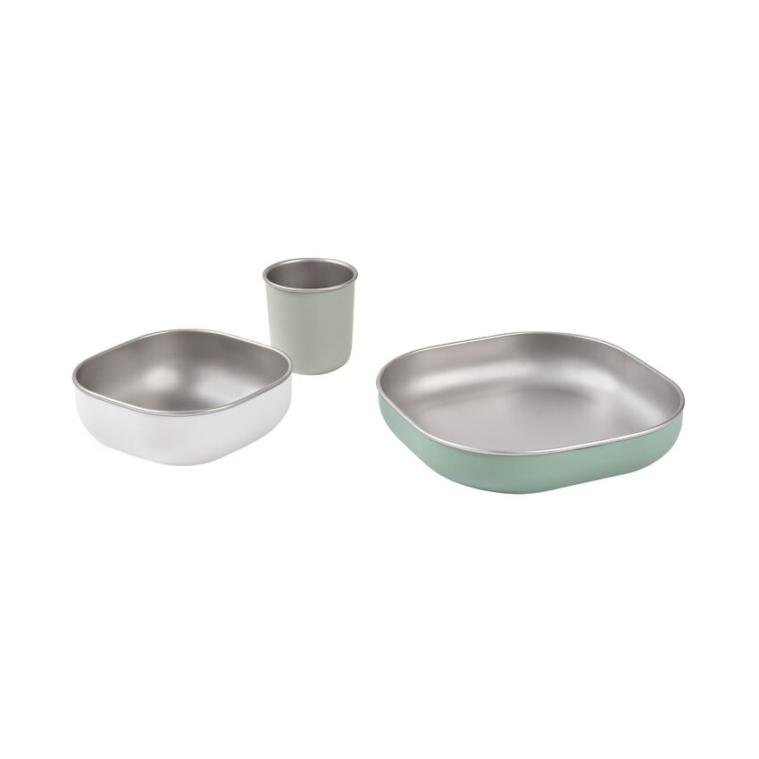 Coffret repas en inox 3 pièces sage green 