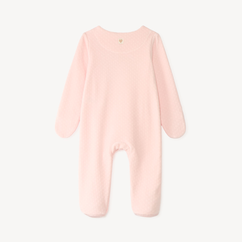 Dors bien manches longues en velours broderie ourson pour bébé fille 