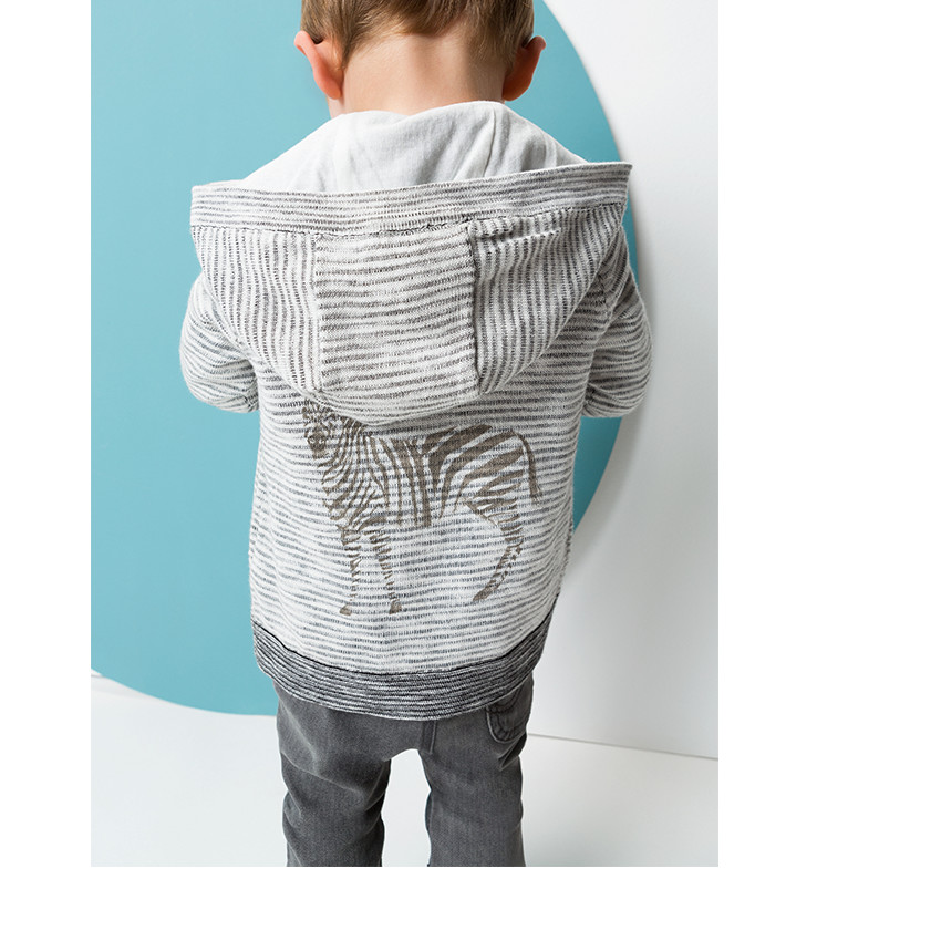 Gilet en tricot rayé avec zèbre printé au dos 