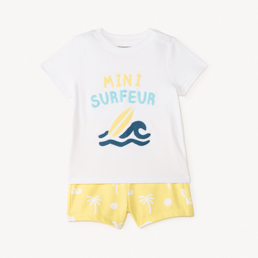 Ensemble 2 pièces t-shirt manches courtes + short imprimé surf pour bébé garçon 