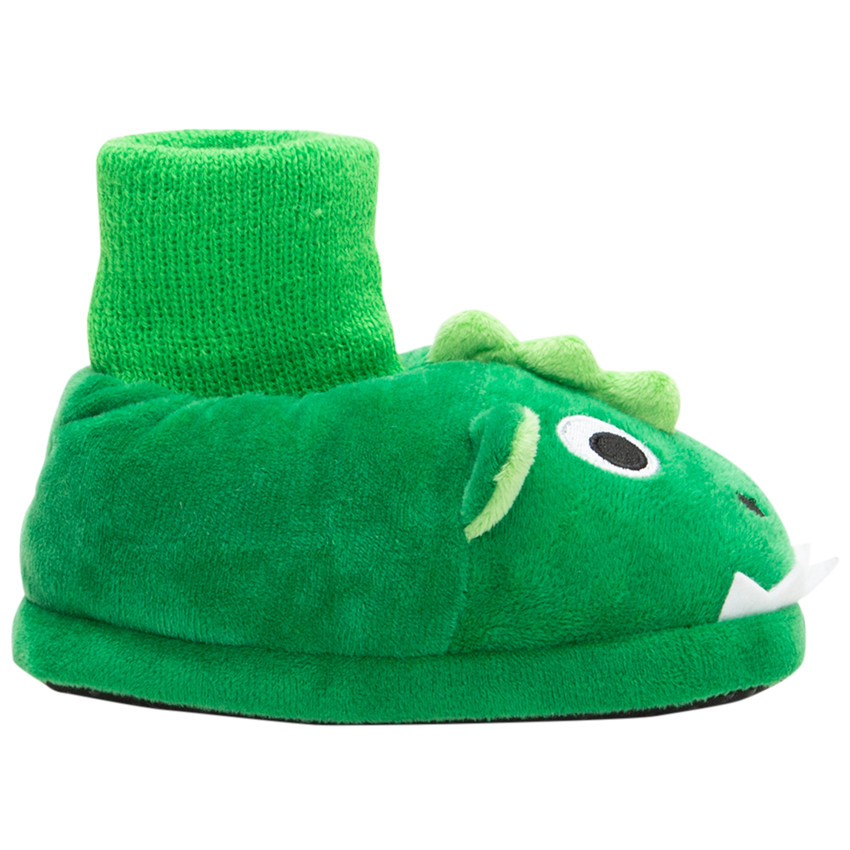 Chaussons dinosaures en peluche à détails brodés du 24 au 27 