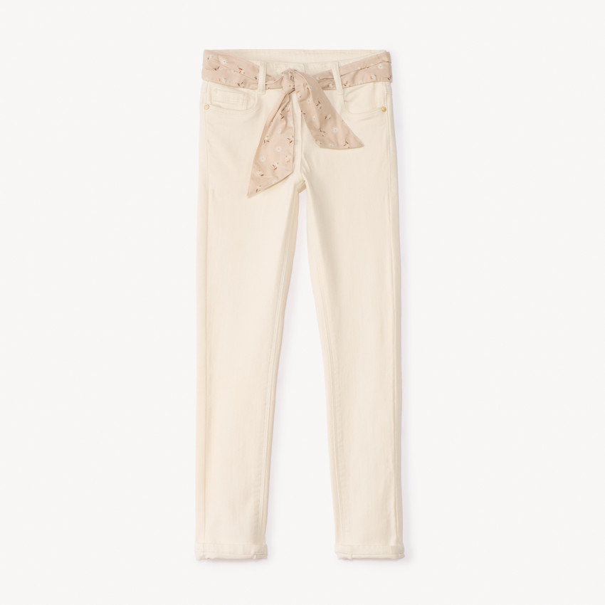 Jean slim avec ceinture imprimée à nouer pour fille