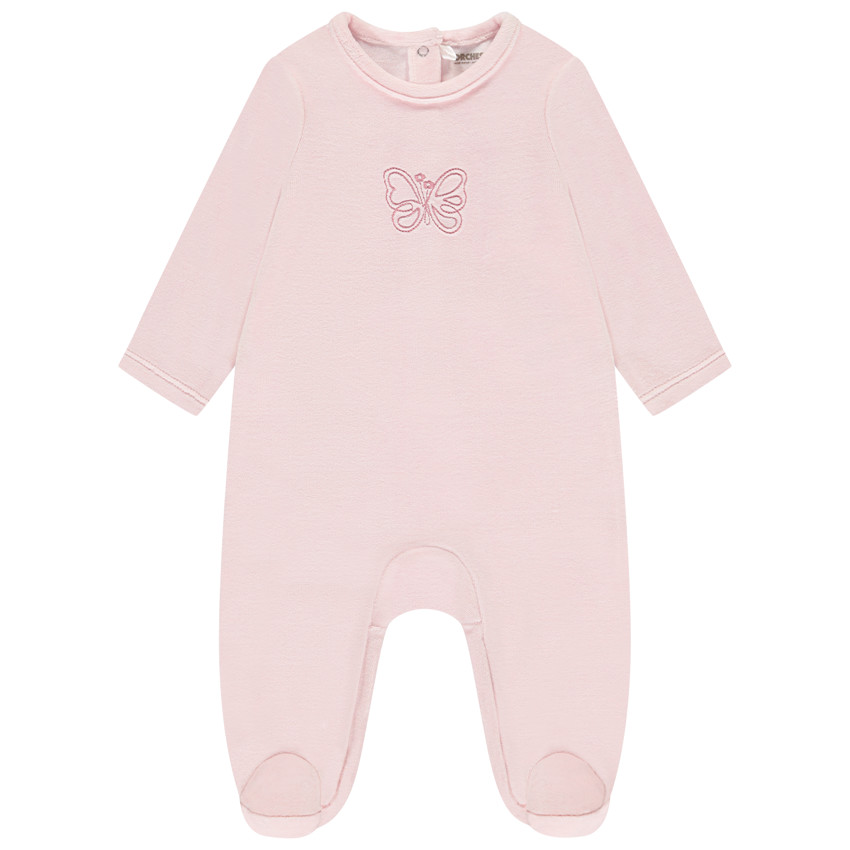 Dors-bien en velours avec motif brodé pour bébé fille 