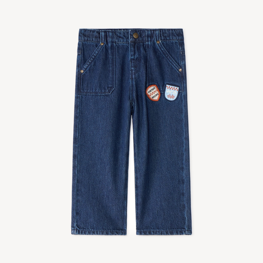 Jean droit bébé garçon avec patchs brodés vintage