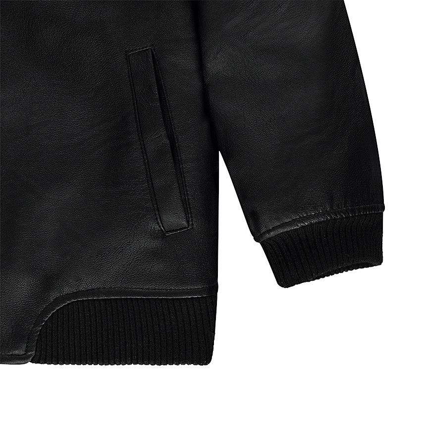 Blouson en simili cuir avec doublure en micropolaire rouge 