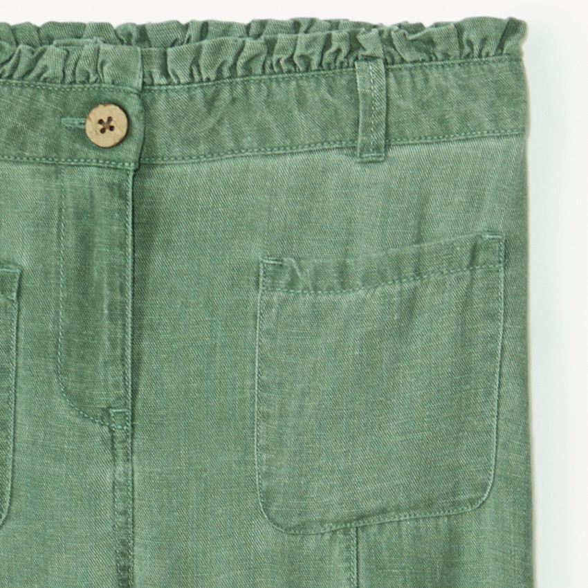 Pantalon en toile à taille élastiquée pour fille 