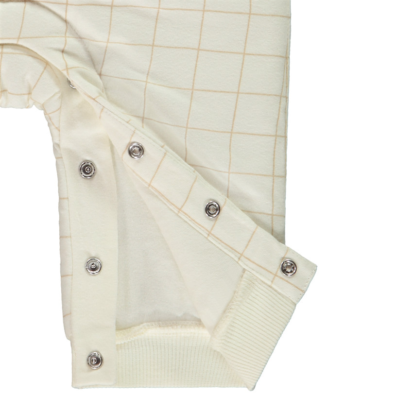 Combinaison longue à carreaux avec ours brodé pour bébé garçon  