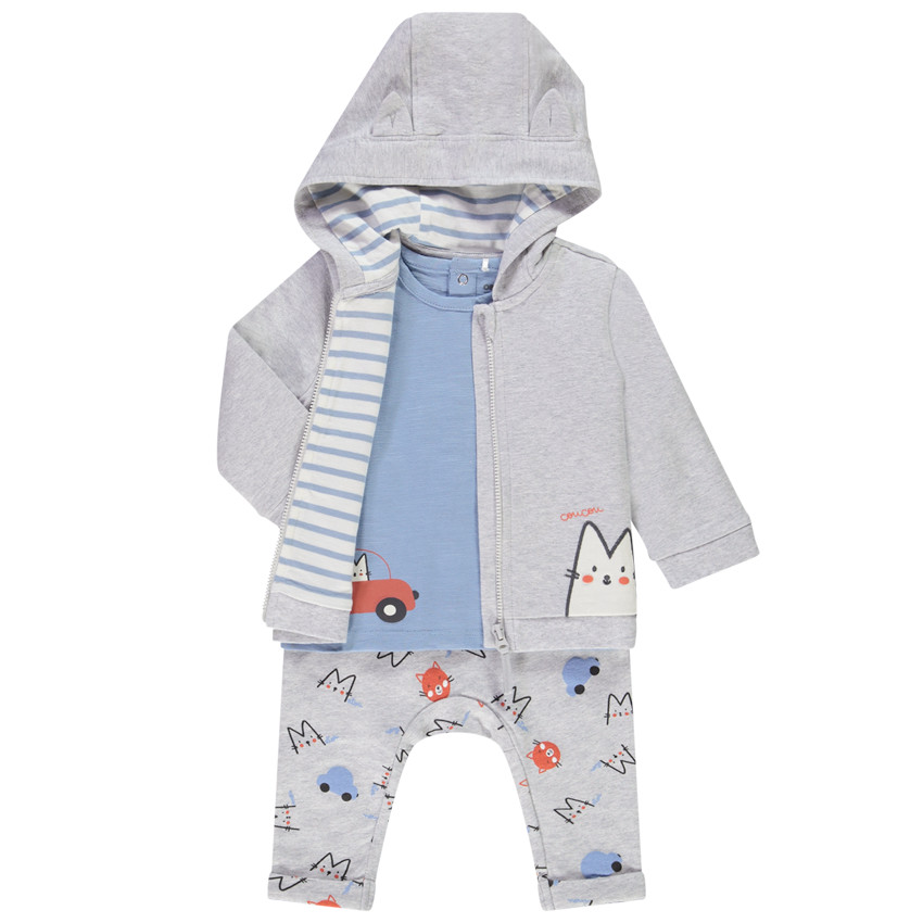 Ensemble 3 pièces en jersey et molleton pour bébé garçon 