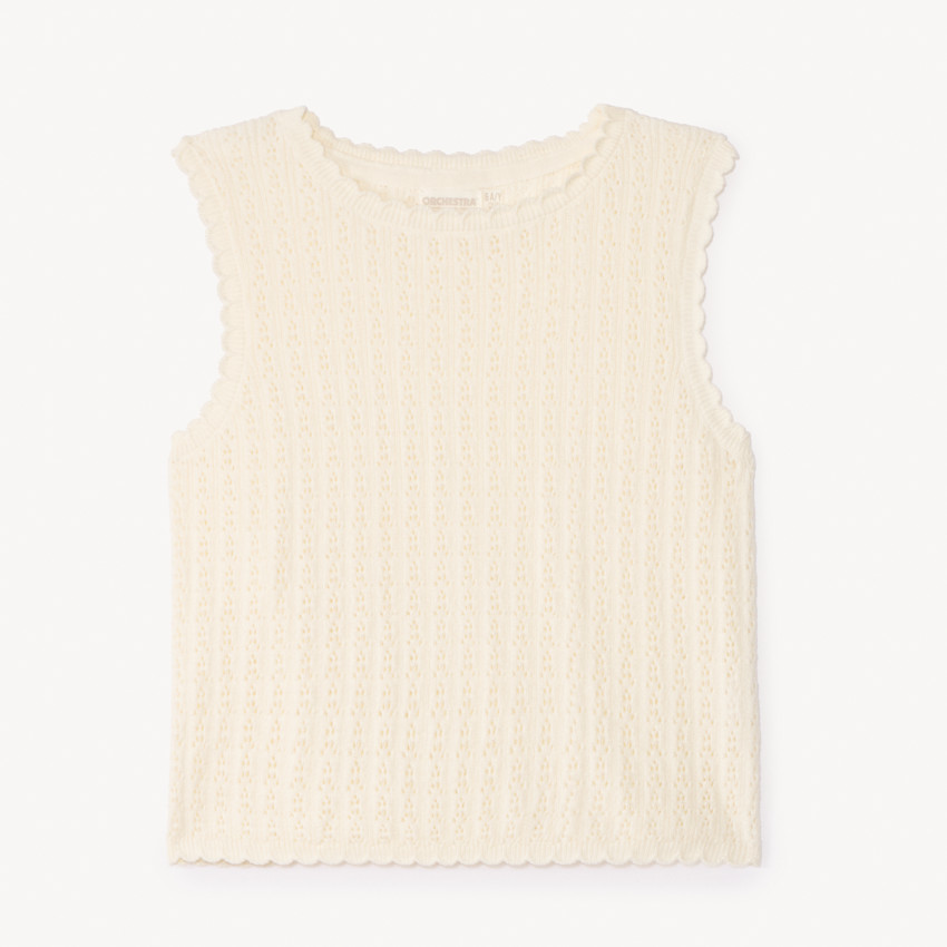 Pull sans manches en tricot fantaisie pour fille