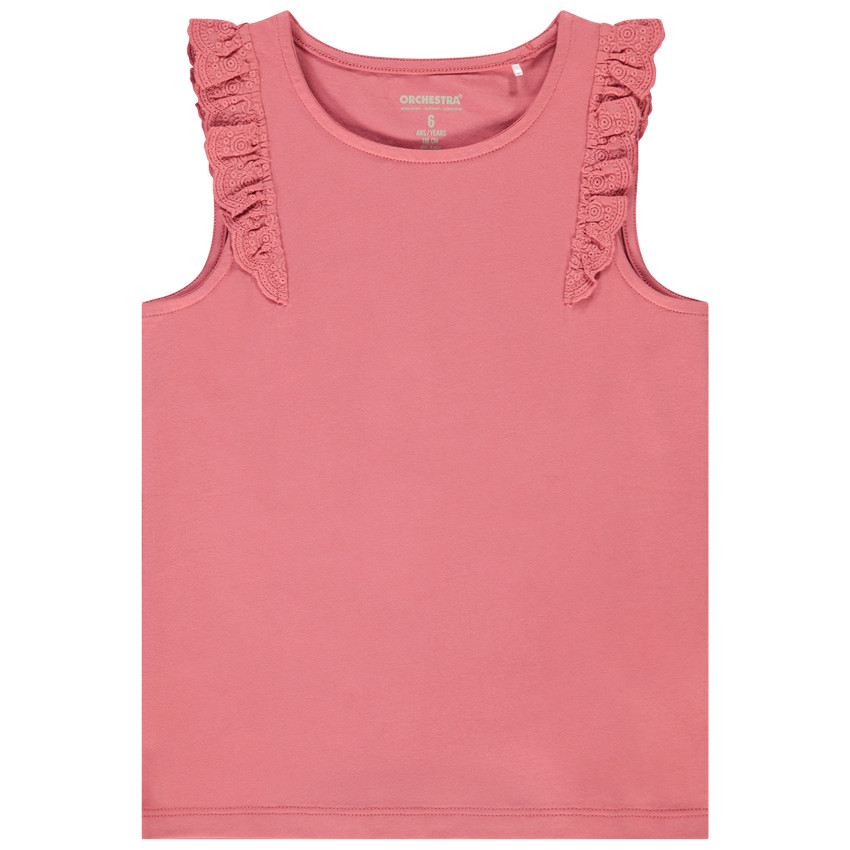 Débardeur à volants en broderie anglaise pour fille 