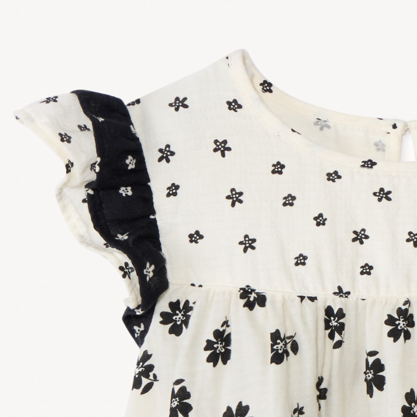 Tunique manches courtes en gaze imprimé fleurs pour fille 
