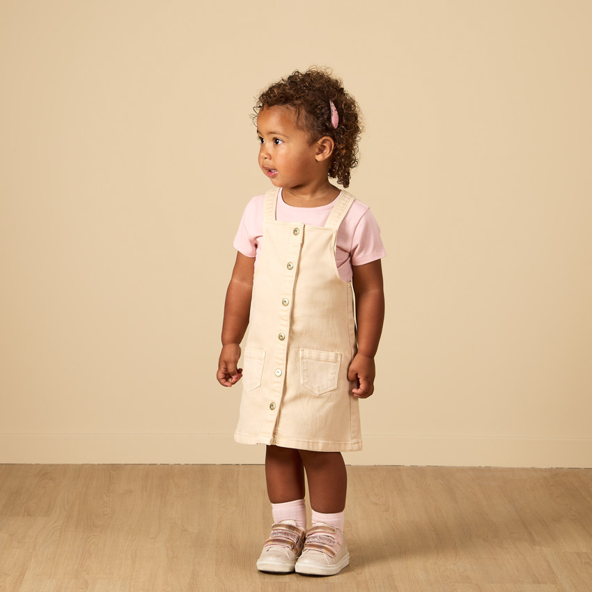 Robe salopette avec boutons fantaisie et poches pour fille  