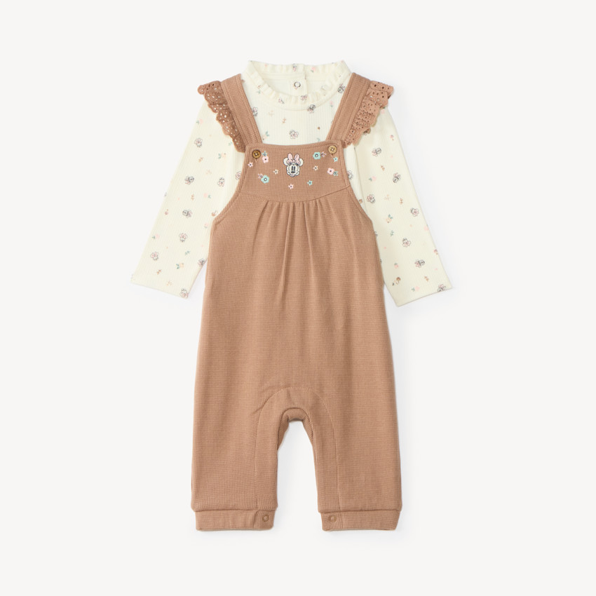 Ensemble salopette 2 pièces bébé fille motifs Minnie Disney