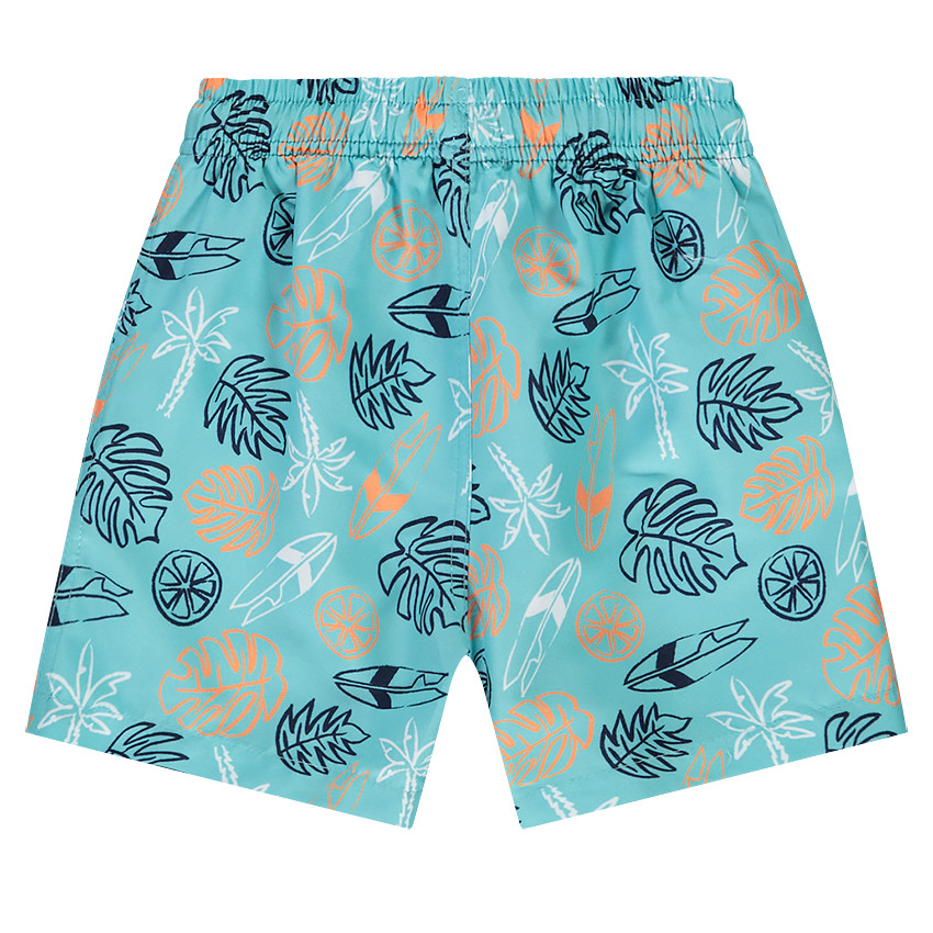 Short de bain imprimé feuilles/planches de surf pour garçon 