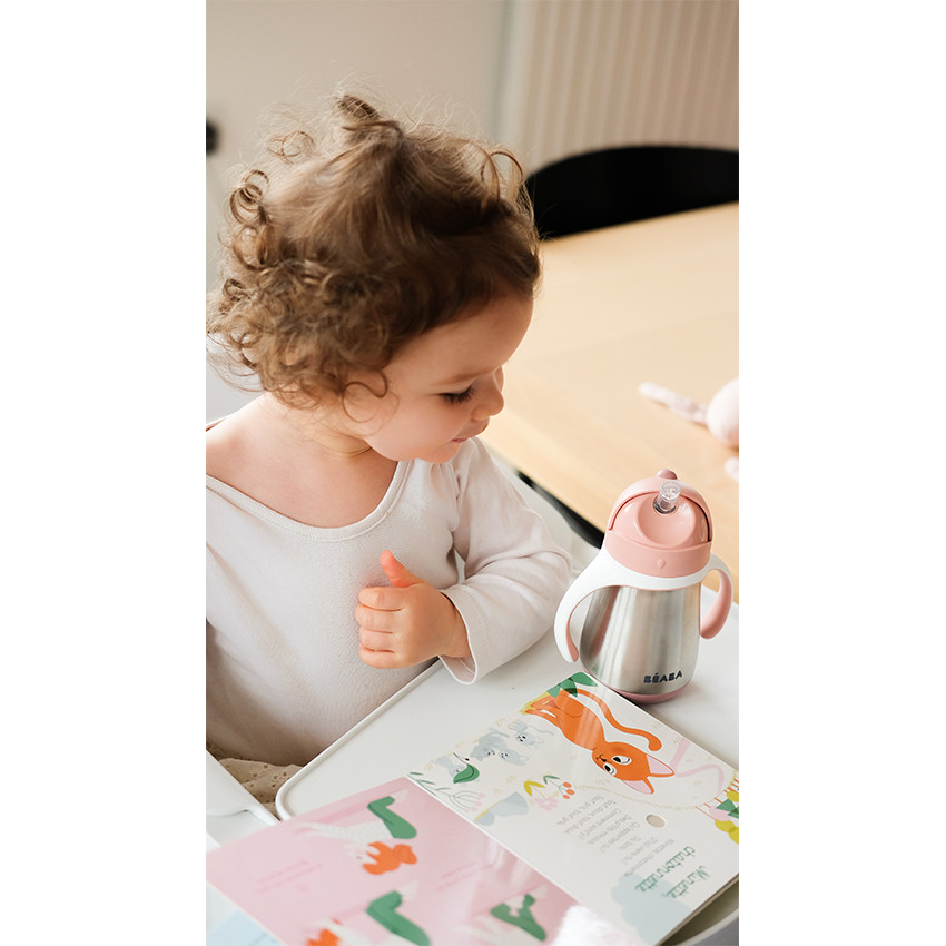 Tasse paille en inox 250 ml - Old Pink - Rose (Béaba) - Image 4