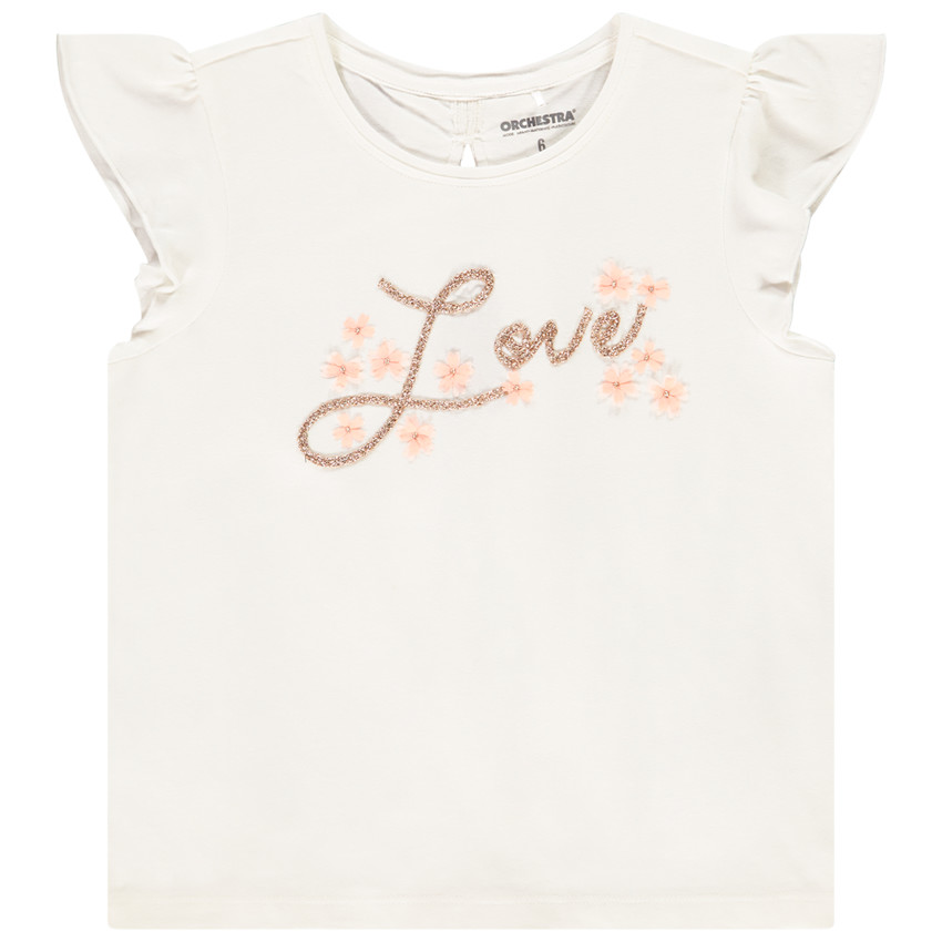 T-shirt manches courtes dos en dentelle pour fille 