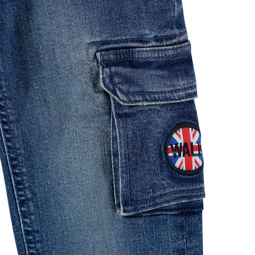 Jean cargo droit effet used à taille élastiquée 