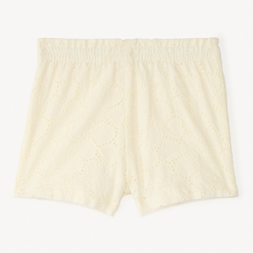 Short uni en broderie anglaise et nœud fantaisie pour bébé fille  