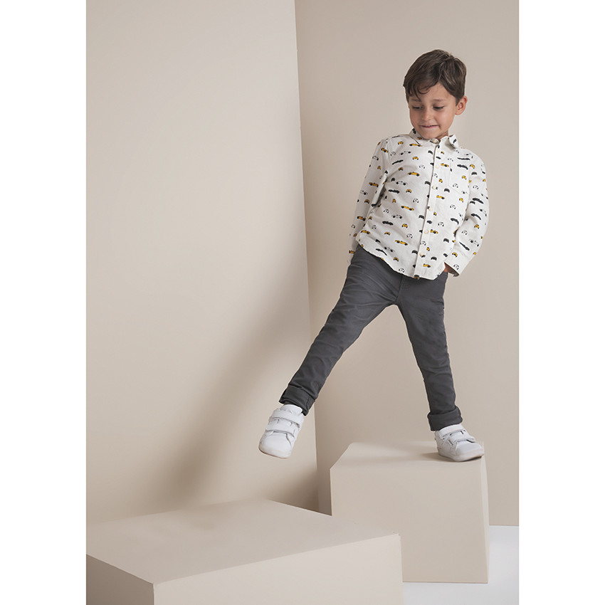 Pantalon slim en twill effet crinkle pour garçon 
