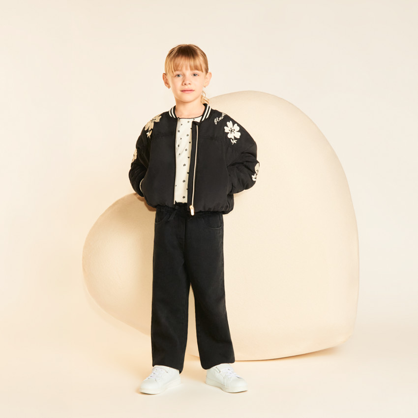 Jean droit et large uni pour fille 