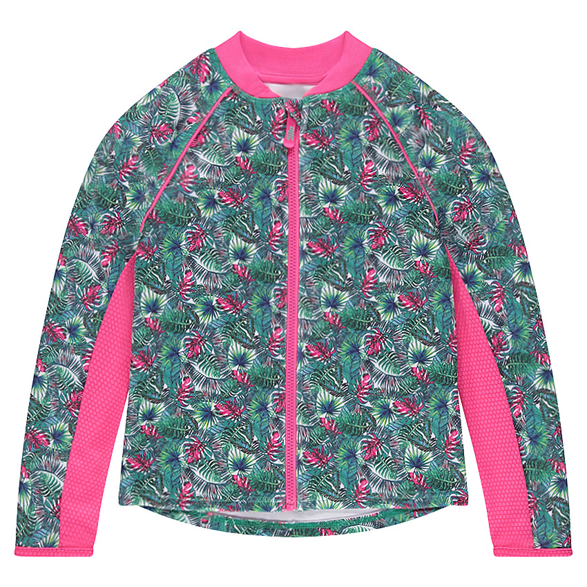 Gilet zippé en interlock double face imprimé tropical  