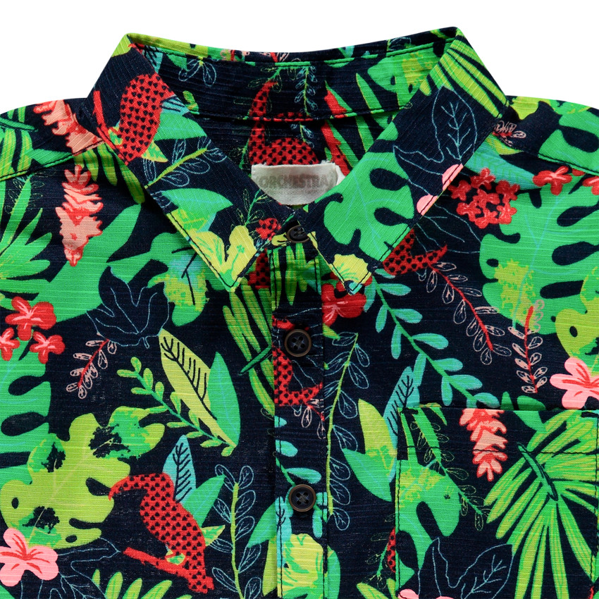 Chemise manches courtes à imprimé tropical all-over 