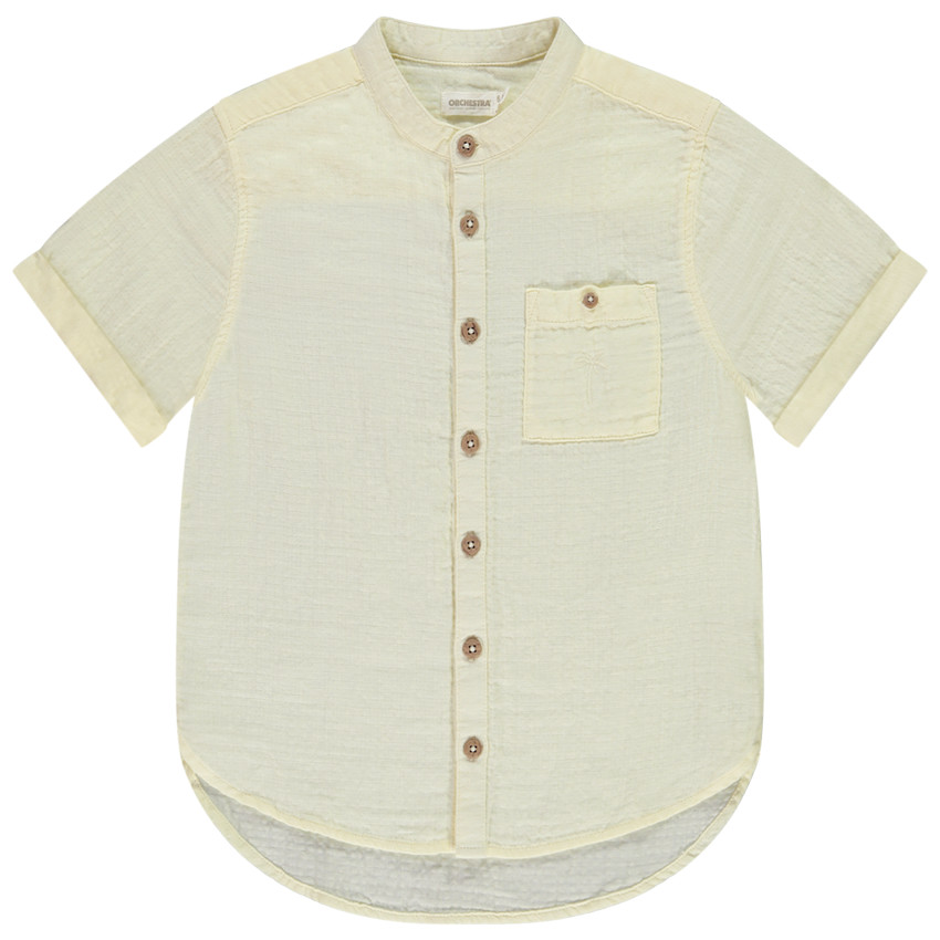 Chemise manches courtes unie en tetra pour garçon