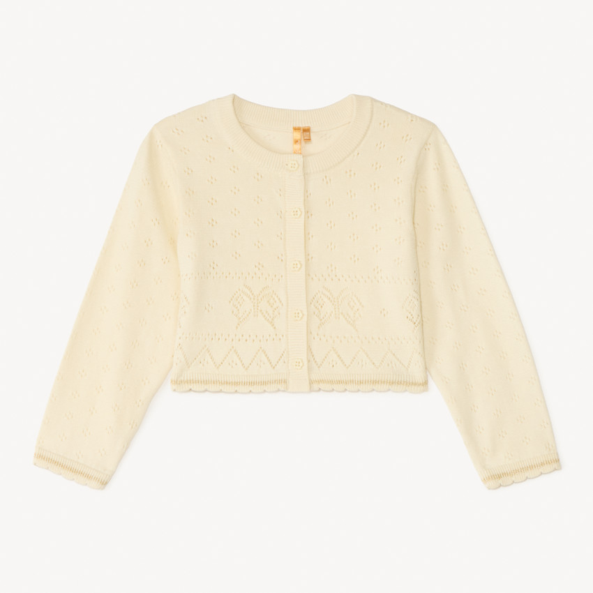 Gilet en tricot ajouré papillons pour bébé fille