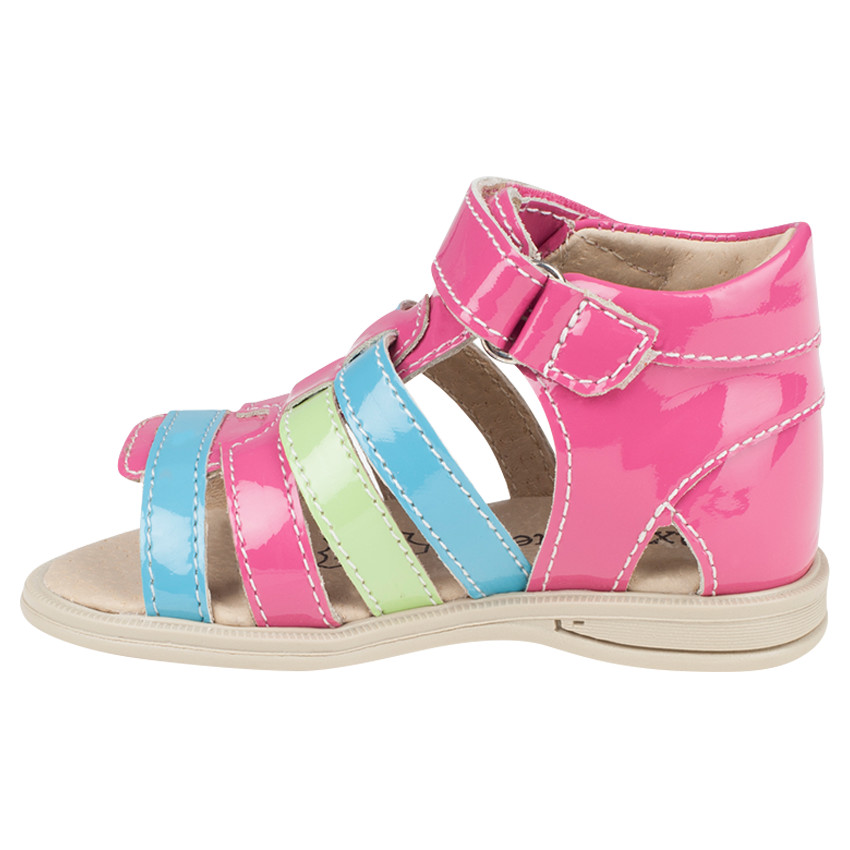 Sandales multicolores en cuir vernis pour bébé fille 