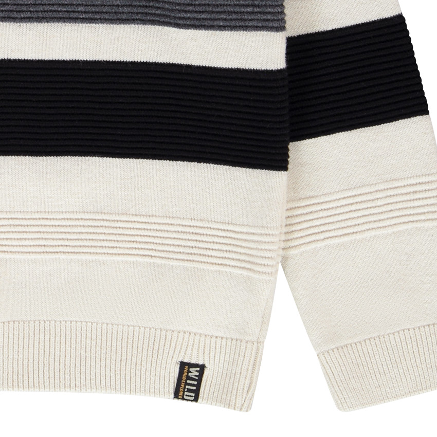 Pull en tricot avec rayures en maille ottomane pour garçon Main Pull en tricot avec rayures en maille ottomane pour garçon