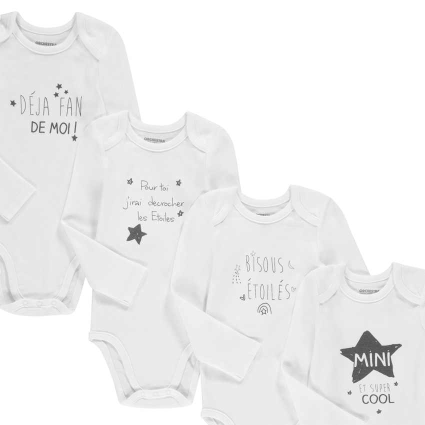 Lot de 7 bodies manches longues en coton pour bébé fille 