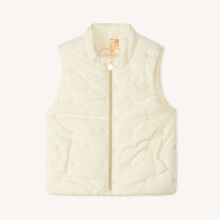 Doudoune sans manches à fleurs brodées pour bébé fille 