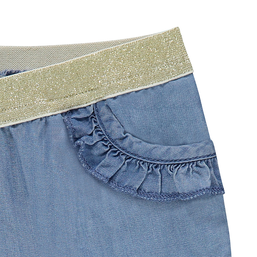 Pantacourt en Tencel avec taille élastiquée brillante 