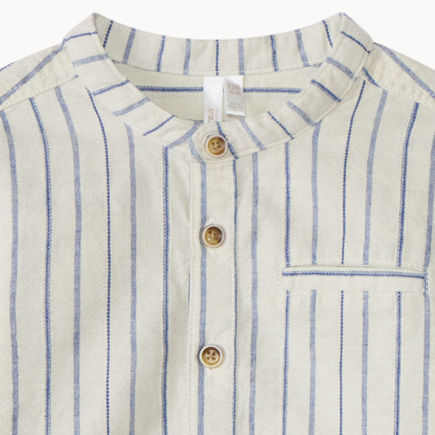 Chemise rayée à manches longues rétractables pour bébé garçon 