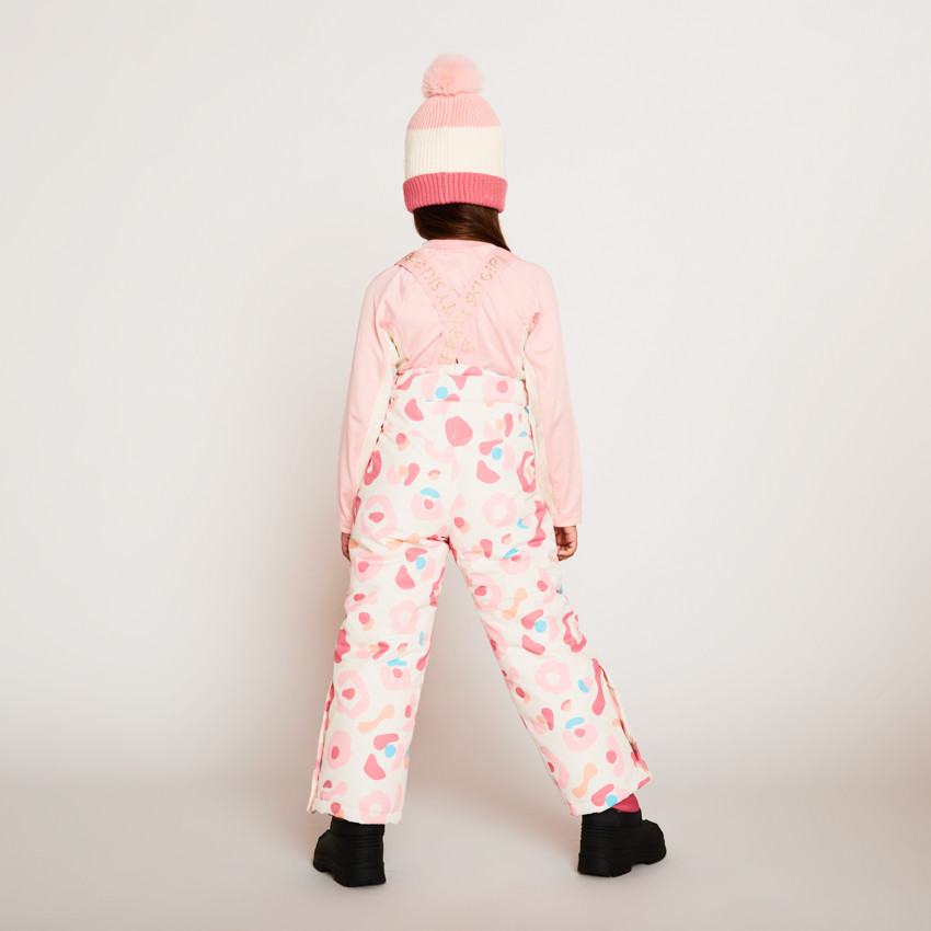 Pantalon de ski imprimé à bretelles amovibles pour fille 
