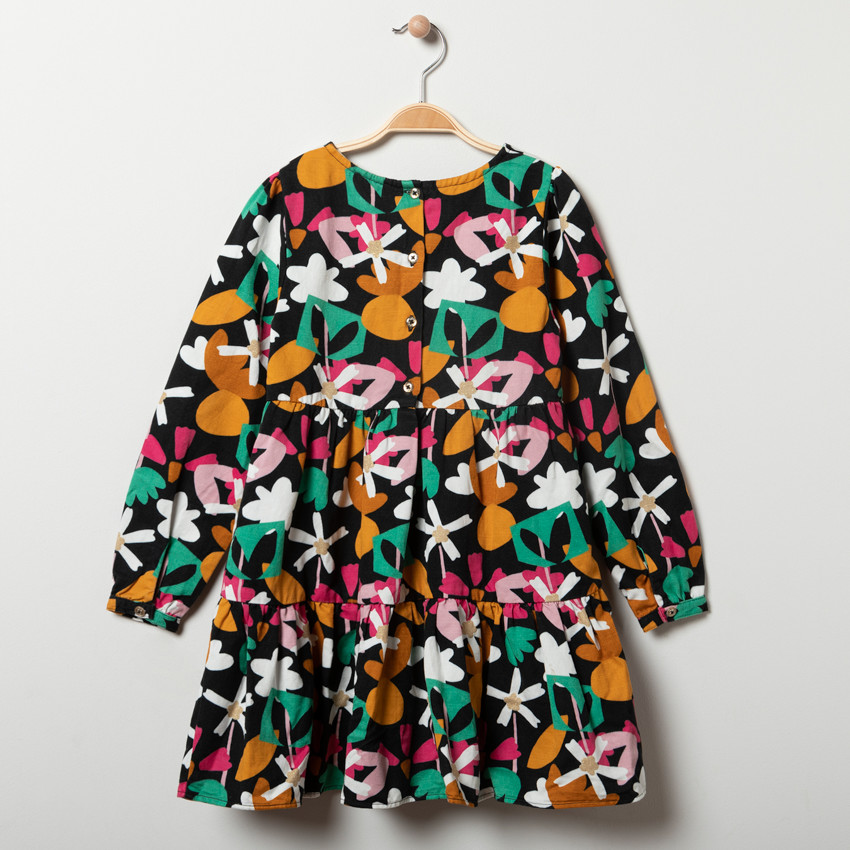 Robe manches longues imprimée fleurs pour enfant fille 