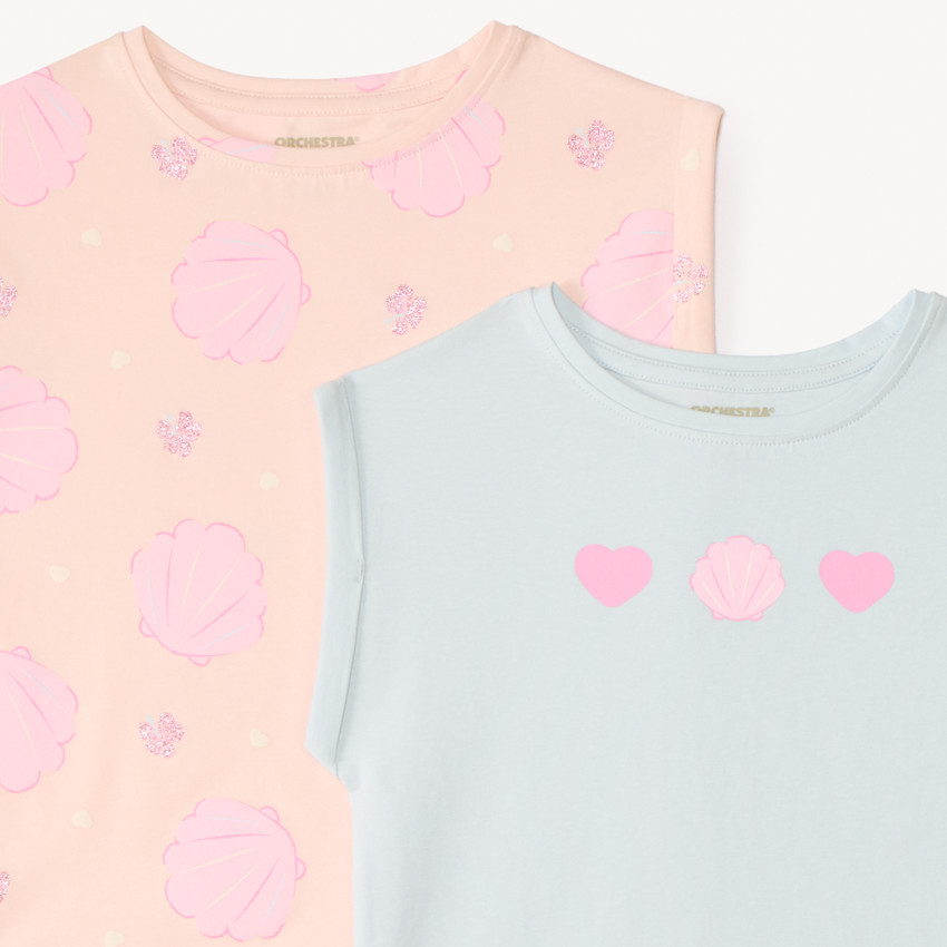 Lot de 2 t-shirts manches courtes forme boîte pour fille 