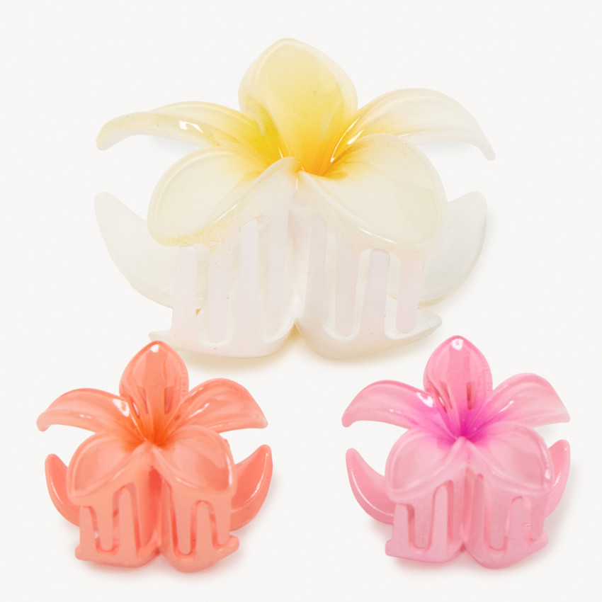 Lot de 3 pinces pour cheveux en forme de fleur d'hibiscus pour fille  