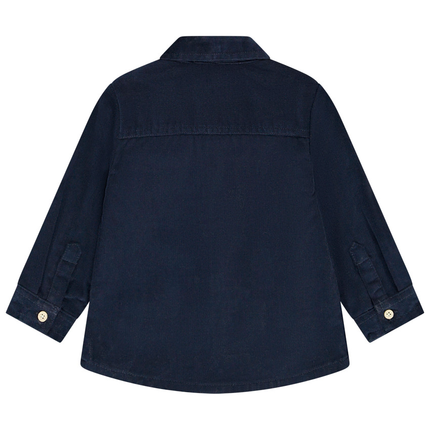 Chemise manches longues en velours côtelé avec patch brodé pour bébé garçon 