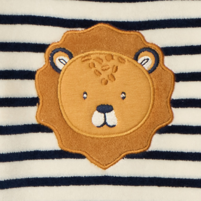 Pyjama 2 pièces en velours rayé pour bébé garçon avec finitions différentes selon l'âge 