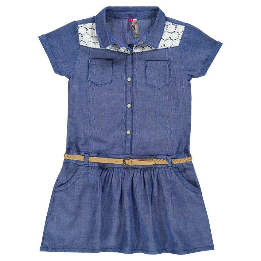 Robe effet jeans avec détail dentelle et ceinture amovible 